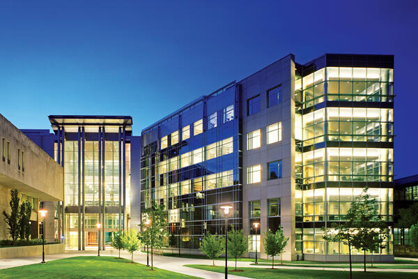 Life Sciences Construction - University of Chicago Gordon Center exterior entrance with curtainwall